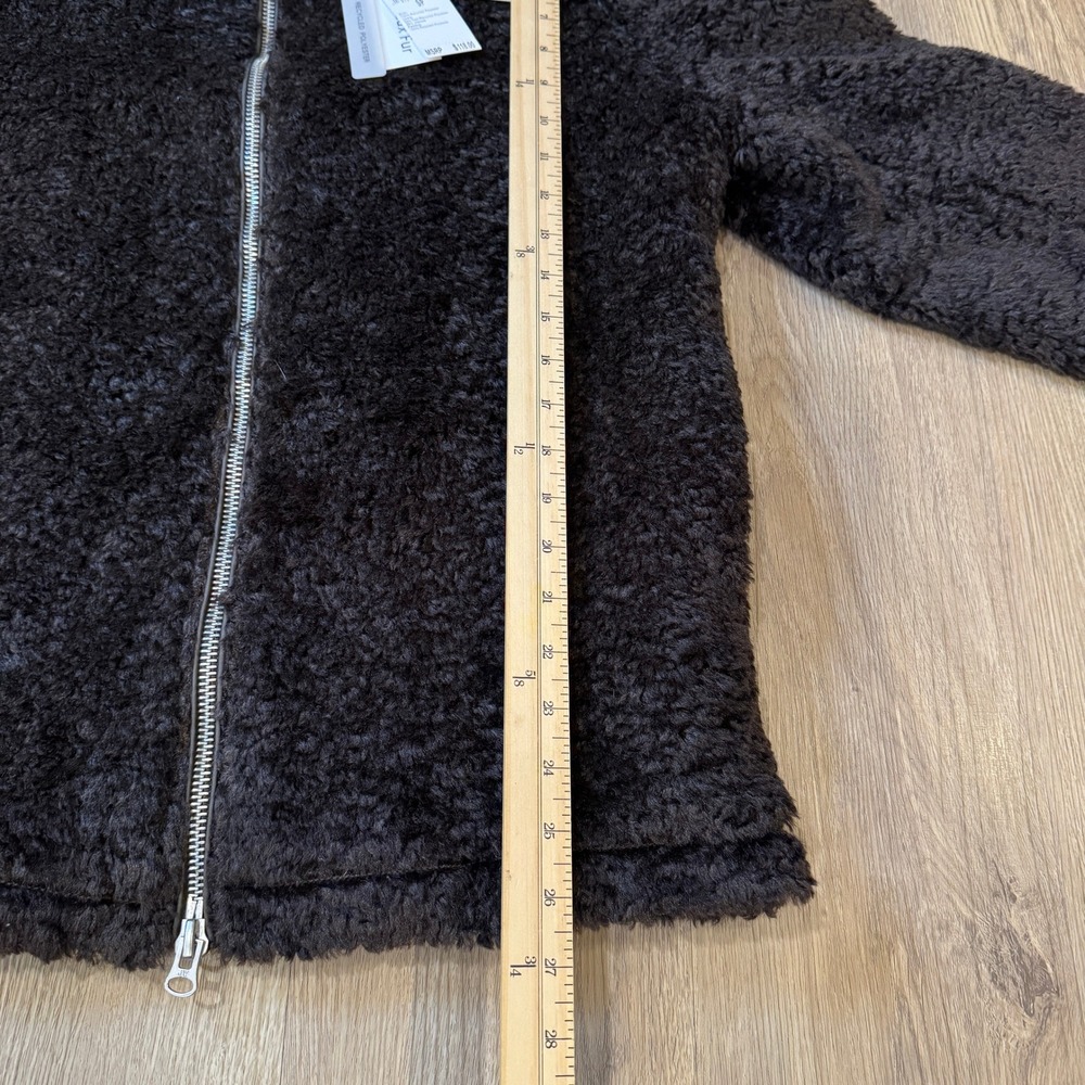 Jason Wu Chocolate Brown Faux Fur Jacket Women's Small‎ Teddy Zipper Coat NWT - Picture 4 of 9